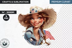 Patriotic cowgirl clipart,4th of July, independence day PNG Product Image 1