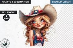 Patriotic cowgirl clipart,4th of July, independence day PNG Product Image 1