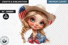 4th of July Cute cowgirl cliparts,independence day,patriotic Product Image 1