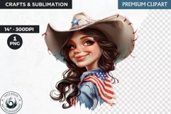 Patriotic cowgirl clipart,4th of July, independence day PNG Product Image 1
