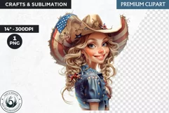 Patriotic cowgirl clipart,4th of July, independence day PNG Product Image 1
