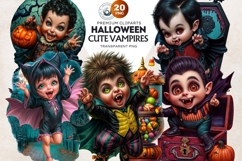 Cute Vampire clipart Set, kids halloween clipart, dracula Product Image 1