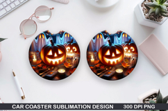Pumpkins Car Coaster Sublimation| Halloween Coaster PNG Product Image 1