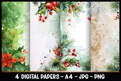 4 Vintage Christmas Floral Digital Papers I Junk Journal Product Image 1