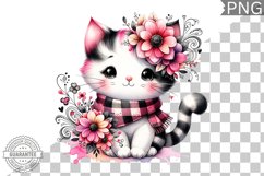 Cat With Flowers Sublimation - Clipart PNG Design Product Image 1