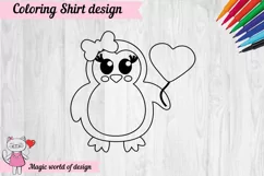 Valentine's day Coloring Shirt Svg, Penguin svg Product Image 2