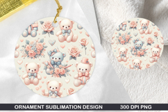 Teddy Bear Stained Glass Ornament PNG, Digital Download File Product Image 1