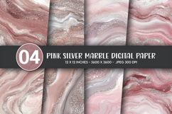 Pink Silver Marble Digital Paper Product Image 1