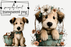 Whimsical Cute Spring Dog Clipart Watercolor PNG Product Image 1