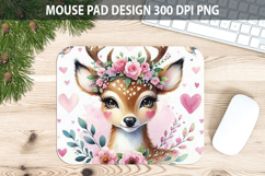 Watercolor Deer Mouse Pad Sublimation - Valentines Png Product Image 1