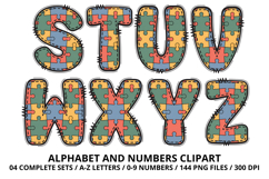 Autism Awareness Doodle Letters Puzzle Piece Alphabet PNG Product Image 4