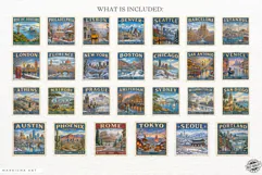 Winter Postage Stamps PNG Product Image 4