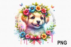 Dog Flowers Sublimation - Dog Flowers Clipart PNG Design Product Image 1