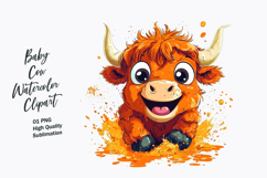 Cute Baby Cow Watercolor Clipart PNG Product Image 1