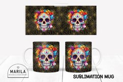 Floral Skull Mug Sublimation Design / halloween Mug #16 Product Image 1