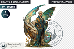 Fantasy Dragon wizard clipart, sorcerer, spellcaster, mage Product Image 1