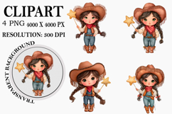 Western Pink Cowgirl Clipart Watercolor PNG Product Image 1