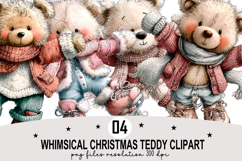 Whimsical Christmas Teddy Clipart Watercolor PNG Product Image 1