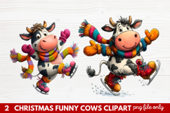 Funny Christmas Cows Clipart | Cute Holiday Farm Animal Product Image 1