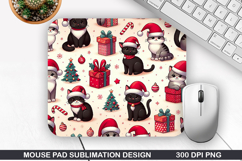 Christmas Cat Mouse Pad Sublimation, Christmas Mouse Pad PNG Product Image 1