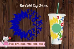 Colon Cancer Sunflower SVG, Full Wrap Venti Cold Cup 24 oz Product Image 2