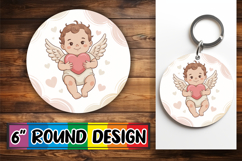 Radiant Round Car Coaster Sublimation, Cupid Product Image 1