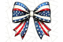 Coquette 4th of July Png, Patriotic Hearts and Bows Clipart Product Image 4