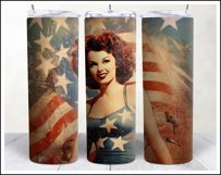 Retro American Girl Tumbler Sublimation Wrap Design 4th July Product Image 3