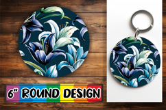 Sweet Sublimation Circle Keychain, Flower Pattern Product Image 1