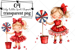 Whimsical 4th of July Little Girl Clipart Watercolor PNG Product Image 1
