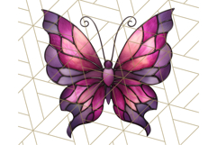 Stained Glass Butterfly PNG Colorful Clipart for Sublimation Product Image 4