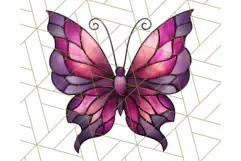 Stained Glass Butterfly PNG Colorful Clipart for Sublimation Product Image 4