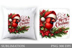 Christmas Bird Pillow Design. Christmas Pillow Sublimation Product Image 1