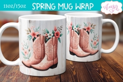 Spring mug wrap sublimation PNG, Cowboy boots mug png Product Image 1