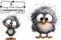 Whimsical Funny Bird Clipart Watercolor PNG Product Image 1