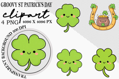 Whimsical Groovy St Patrick’s Day Clipart Watercolor png Product Image 1