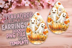 Halloween Scenes Watercolor Teardrop Earring PNG Product Image 1