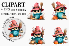 Whimsical Halloween Owl Clipart Watercolor PNG Product Image 1