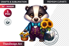 Cute Autumn Animals &amp; Sunflowers - Thanksgiving Clipart Product Image 1