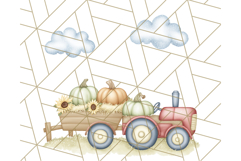 Fall Tractor Clipart PNG, Vintage Tractors With Pumpkins Product Image 4