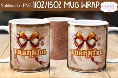 Thankful mug wrap PNG for sublimation | Thanksgiving mug PNG Product Image 2