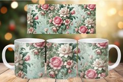 Valentine Mug Wrap Sublimation - blue flowers vintage Product Image 1