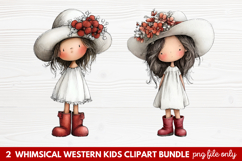 2 Whimsical Western Kids Clipart | Cute Cowboy &amp; Cowgirl PNG Product Image 1