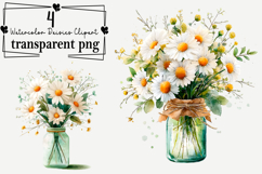 Watercolor Daisies Clipart Watercolor PNG Product Image 1
