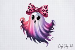 Watercolor Pink Halloween Ghost Clipart PNG Product Image 1