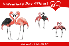 Valentine Day Flamingo Love Clipart PNG Product Image 1