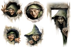 Witch Peeking Sublimation Bundle, Witch Clipart Bundle Product Image 3