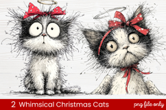 2 Whimsical Christmas Cats Clipart | Cute Holiday Cat PNG Product Image 1