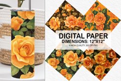 Orange Roses Flowers Digital Paper - Flowers Background Product Image 1