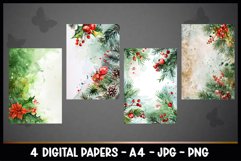 4 Vintage Christmas Floral Digital Papers I Junk Journal Product Image 2
